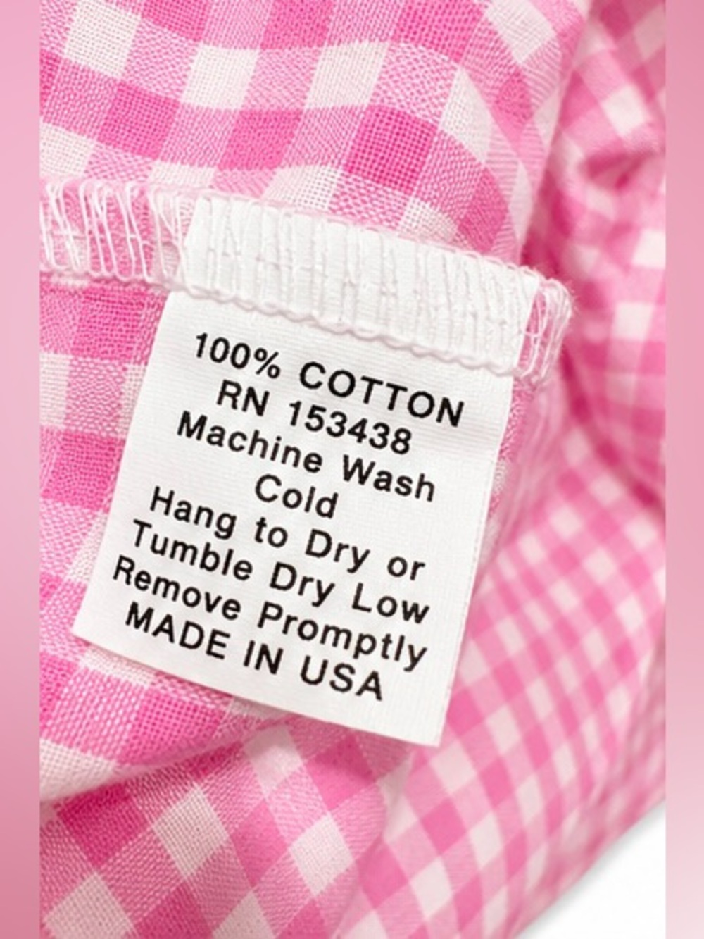 Haley & The Hound Pink Gingham Tunic Top Large 100% Cotton Made in USA - Picture 4 of 6
